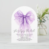 Paarse Coquette Bow Waterverf Arch Vrijgezellenfee Kaart (Staand voorkant)