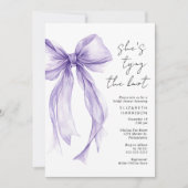 Paarse Coquette Bow Waterverf Vrijgezellenfeest Kaart (Voorkant)