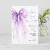 Paarse Coquette Bow Waterverf Vrijgezellenfeest Kaart (Staand voorkant)