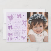 Paarse Coquette Bows EENprachtige verjaardagsfoto Kaart (Voorkant)