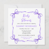 Paarse Coquette lint Baby shower Kaart (Voorkant)