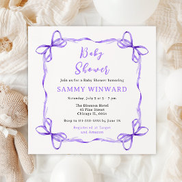 Paarse Coquette lint Baby shower Kaart