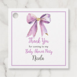 Paarse Coquette Strik Baby Shower Bedankjes Labels