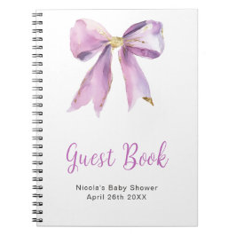 Paarse Coquette Strik Baby Shower Gastboek Notitieboek