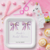 Paarse Coquette Strik Bruidsfeest Papieren Bordje (Feest)