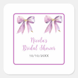 Paarse Coquette Strik Bruidsuitnodiging Vierkante Sticker