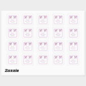 Paarse Coquette Strik Bruiloft Feest Vierkante Sticker (Vel)