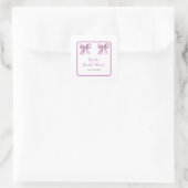 Paarse Coquette Strik Bruiloft Feest Vierkante Sticker (Tas)