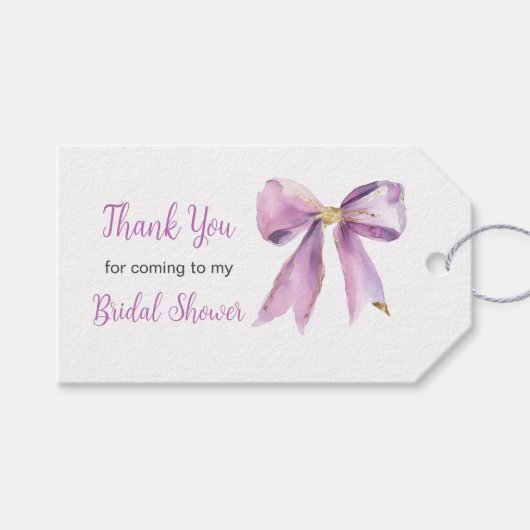 Paarse Coquette Strik Bruiloftsborrel Cadeaulabel (Voorkant (Horizontaal))