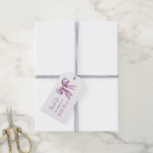 Paarse Coquette Strik Bruiloftsborrel Cadeaulabel (Met Touw)