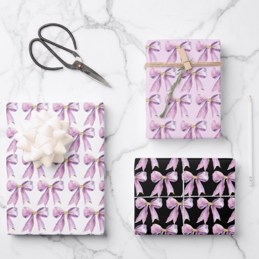 Paarse Coquette Strik Inpakpapier Vel (Voorkant)
