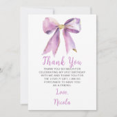 Paarse Coquette Strik Verjaardagsfeestje Bedankkaart (Voorkant)