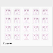 Paarse Coquette Strik Verjaardagsfeestje Vierkante Sticker (Vel)