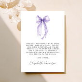 Paarse Coquette Strik Watercolor Bruidsmeisjesfees Bedankkaart