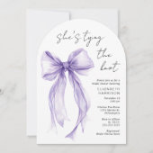 Paarse Coquette Strik Waterschildering Boog Bruids Kaart (Voorkant)