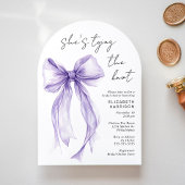 Paarse Coquette Strik Waterschildering Boog Bruids Kaart