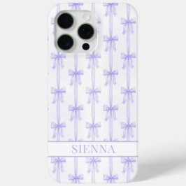 Paarse Coquette Strikjes Gestreept Met Initialen iPhone 15 Pro Max Hoesje