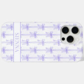Paarse Coquette Strikjes Gestreept Met Initialen Case-Mate iPhone Case (Achterkant (horizontaal))
