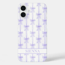 Paarse Coquette Strikjes Gestreept met Monogram