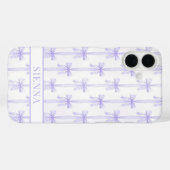 Paarse Coquette Strikjes Gestreept met Monogram Case-Mate iPhone Case (Achterkant (horizontaal))