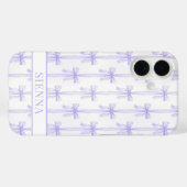 Paarse Coquette Strikjes Gestreept met Monogram Case-Mate iPhone Case (Achterkant (horizontaal))