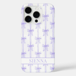 Paarse Coquette Strikken Gestreepte Monogram iPhone 16 Pro Hoesje