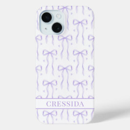 Paarse Coquette Strikken met Monogram iPhone 15 Case