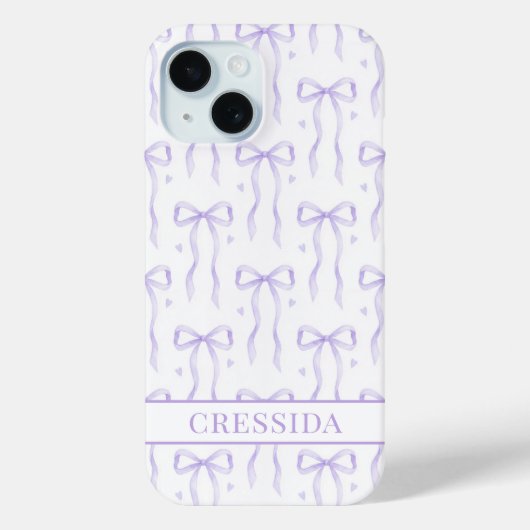 Paarse Coquette Strikken met Monogram Case-Mate iPhone Case (Achterkant)