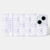 Paarse Coquette Strikken met Monogram Case-Mate iPhone Case (Achterkant (horizontaal))