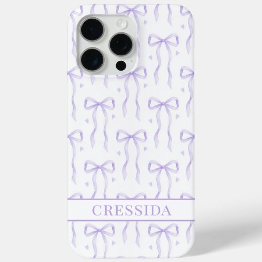 Paarse Coquette Strikken met Monogram Case-Mate iPhone Case (Achterkant)