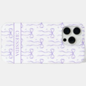 Paarse Coquette Strikken met Monogram Case-Mate iPhone Case (Achterkant (horizontaal))
