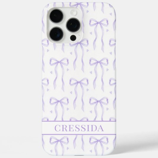 Paarse Coquette Strikken met Monogram Case-Mate iPhone Case (Achterkant)