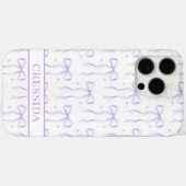 Paarse Coquette Strikken met Monogram Case-Mate iPhone Case (Achterkant (horizontaal))