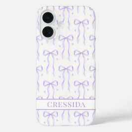 Paarse Coquette Strikken met Monogram iPhone 16 Hoesje