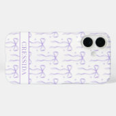 Paarse Coquette Strikken met Monogram Case-Mate iPhone Case (Achterkant (horizontaal))