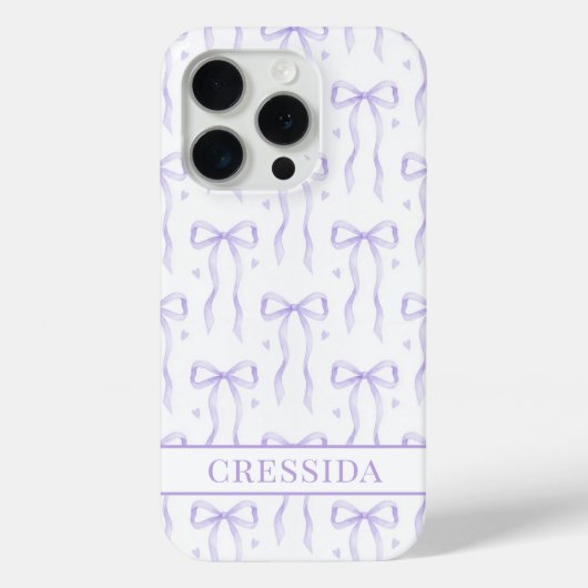Paarse Coquette Strikken met Monogram Case-Mate iPhone Case (Achterkant)
