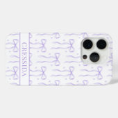 Paarse Coquette Strikken met Monogram Case-Mate iPhone Case (Achterkant (horizontaal))