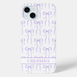 Paarse Coquette Strikken met Monogram iPhone 15 Mini Hoesje