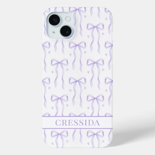 Paarse Coquette Strikken met Monogram Case-Mate iPhone Case (Achterkant)
