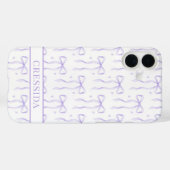 Paarse Coquette Strikken met Monogram Case-Mate iPhone Case (Achterkant (horizontaal))