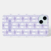 Paarse Coquette Strikken op Gestreept Monogram Case-Mate iPhone Case (Achterkant (horizontaal))