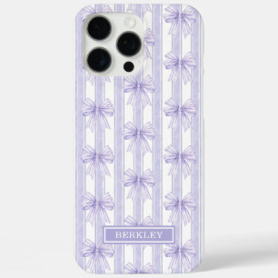 Paarse Coquette Strikken op Gestreept Monogram iPhone 16 Pro Max Hoesje