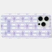 Paarse Coquette Strikken op Gestreept Monogram Case-Mate iPhone Case (Achterkant (horizontaal))