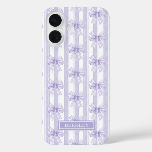 Paarse Coquette Strikken op Strepen Monogram Case-Mate iPhone Case (Achterkant)