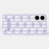 Paarse Coquette Strikken op Strepen Monogram Case-Mate iPhone Case (Achterkant (horizontaal))