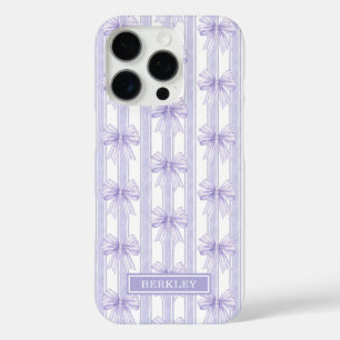 Paarse Coquette Strikken op Strepen Monogram iPhone 16 Pro Hoesje