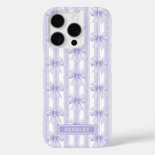 Paarse Coquette Strikken op Strepen Monogram Case-Mate iPhone Case (Achterkant)