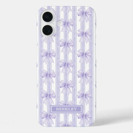Paarse Coquette Strikken op Strepen Monogram Case-Mate iPhone Case (Achterkant)