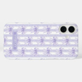 Paarse Coquette Strikken op Strepen Monogram Case-Mate iPhone Case (Achterkant (horizontaal))