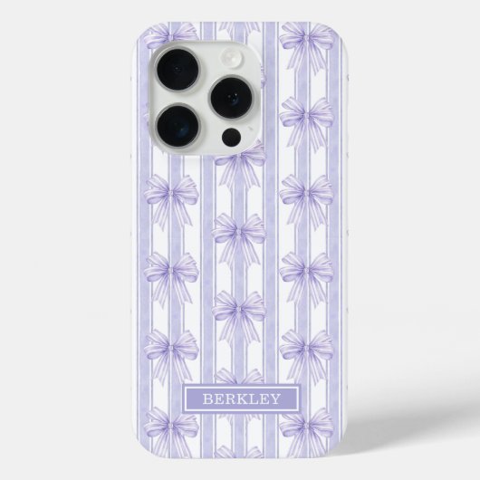 Paarse Coquette Strikken op Strepen Monogram Case-Mate iPhone Case (Achterkant)